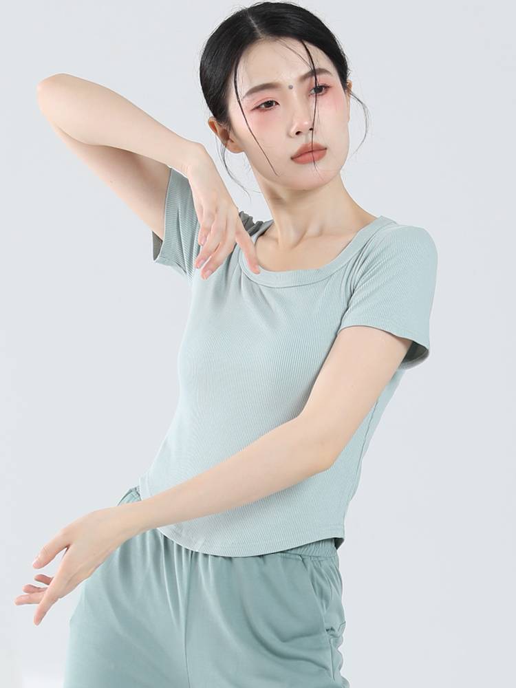 New Modern Dance Practice Female Adult Circle Short -sleeved Top Dance Birthday Frequent Slim Slim Sympathetic T -shirt