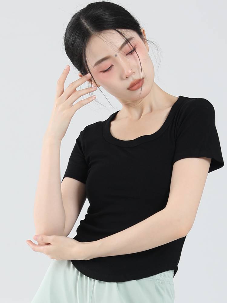New Modern Dance Practice Female Adult Circle Short -sleeved Top Dance Birthday Frequent Slim Slim Sympathetic T -shirt