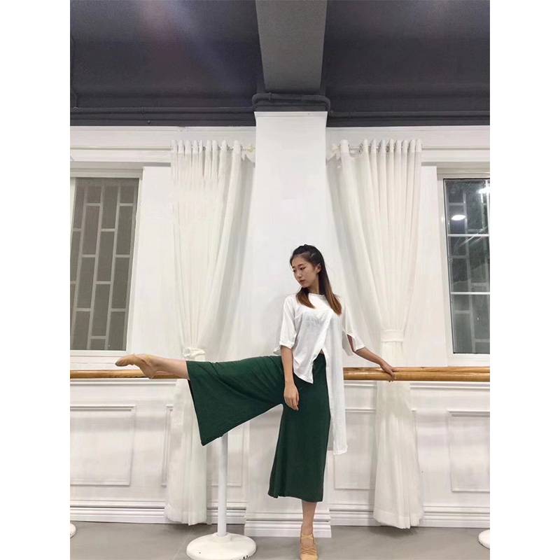 One -grid dance white wide -leg pants modern dance exercise skills all -point pants summer loose classical dance pants ancient style pants children