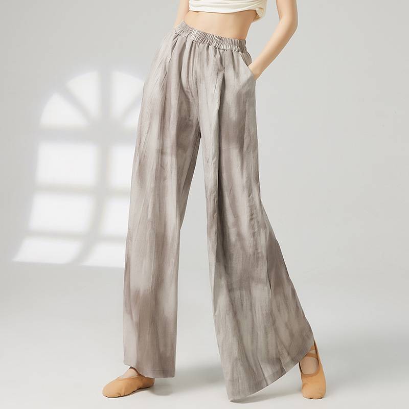 Modern dance loose, elegant wide leg pants dance pants practice pants classical dance fold printing trousers dancing base pants