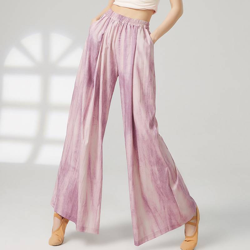 Modern dance loose, elegant wide leg pants dance pants practice pants classical dance fold printing trousers dancing base pants