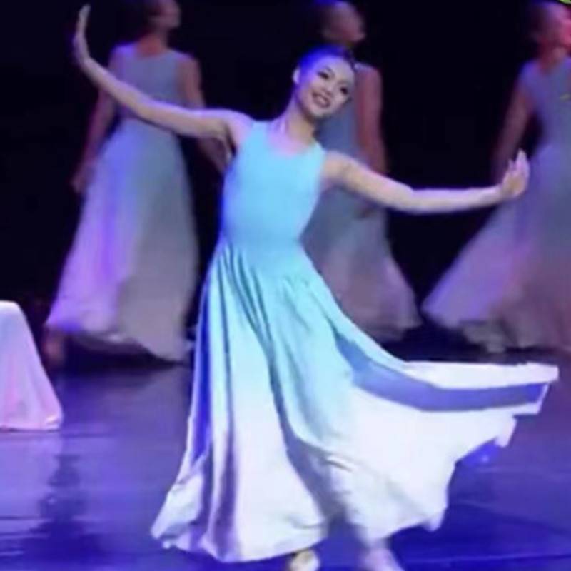 Modern Dance Youth Singing Dance Performance Series Light Blue Gradient Skirt Long Skirt Women's Dance Performance Performance