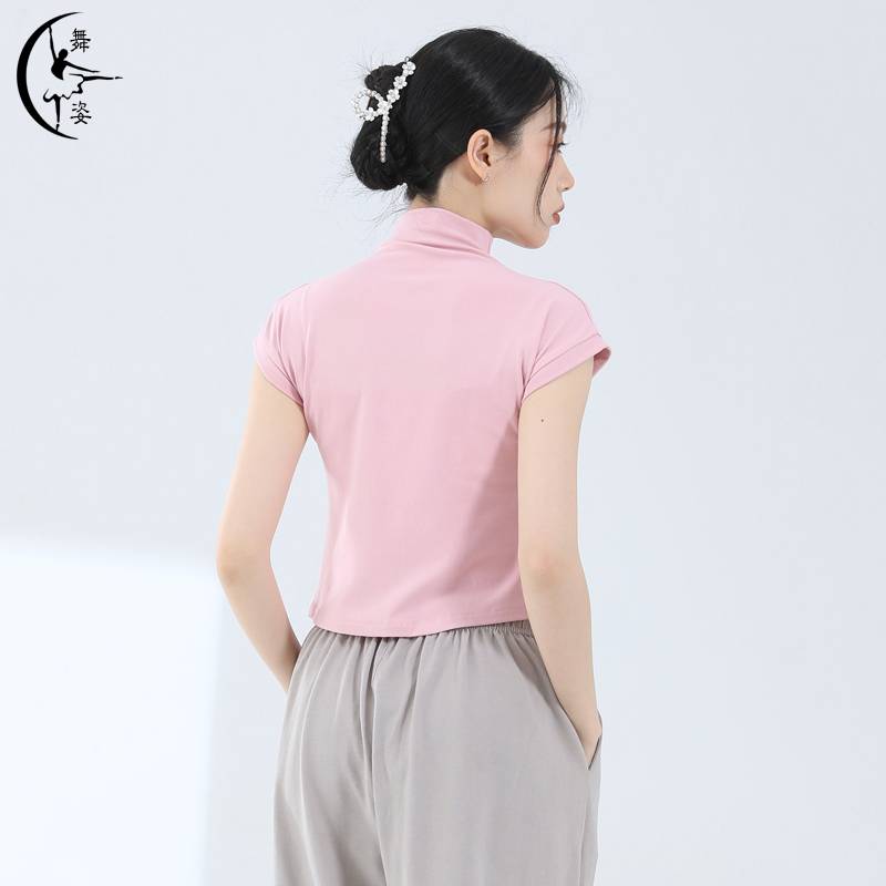 Chinese modern dance exercise female short -sleeved small high -necked sleeveless top Dance birthday often wear dancing clothes summer
