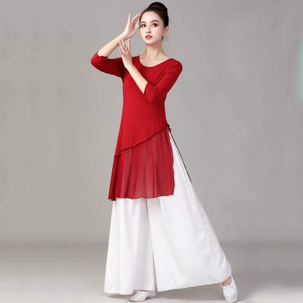 Classical dance training service top Girls in the sleeve long sleeve Modal Modern Chinese training shape yoga performance service