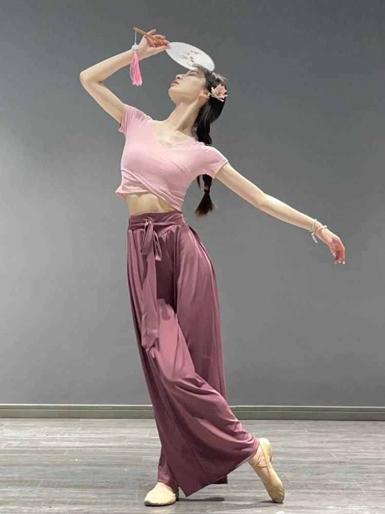 Modern dance pants, elegant loose wide -leg pants, female summer new classical dance exercise, body training dance pants