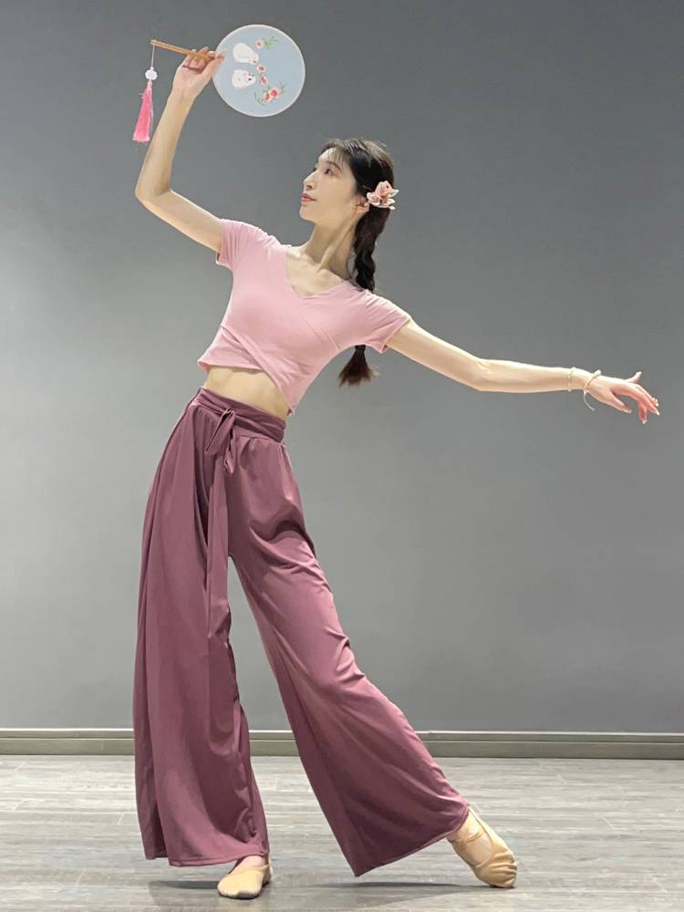 Modern dance pants, elegant loose wide -leg pants, female summer new classical dance exercise, body training dance pants
