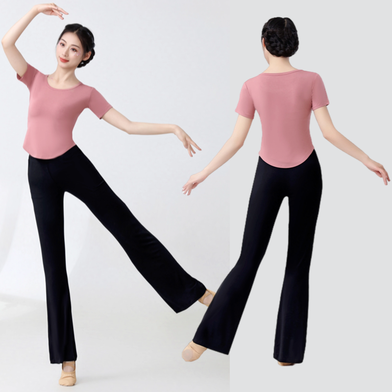 Dance top female new modern dance -shaped body training clothing summer classical dance exercises dancing straight tube micro -pants