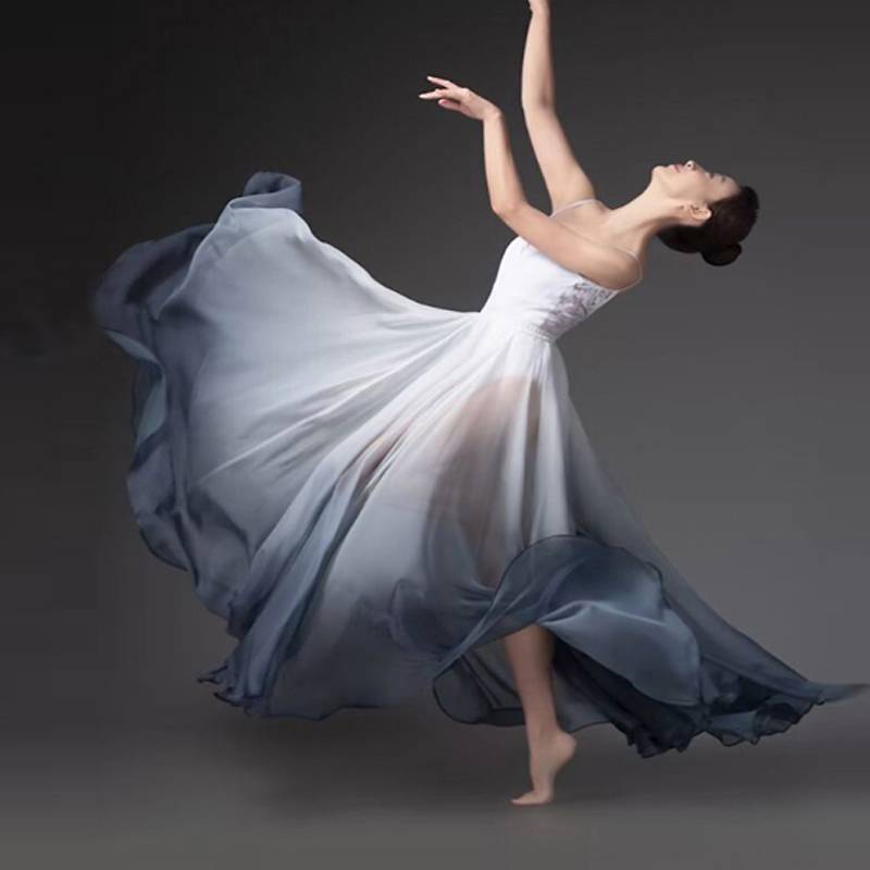 720 degrees classical dance clothing female fairy elegant big skirt Chinese dance exercise gauze skirt spring and summer modern dance