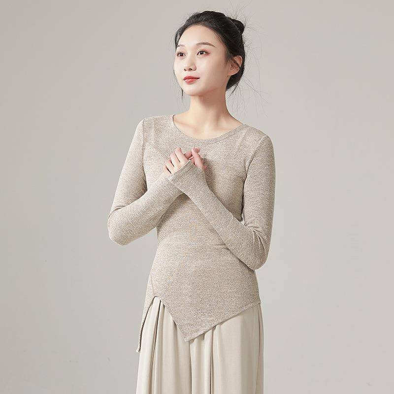 Modern dance dance clothing tops slim -fitting autumn and winter classical dance suits, knitted adult practitioners, unsatisfactory females
