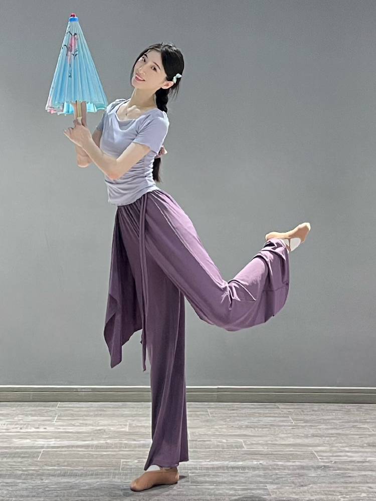 Classical dance exercise suit, loose, elegant wide leg pants, thin and dive pants, Chinese dance pants modern dance exercise pants