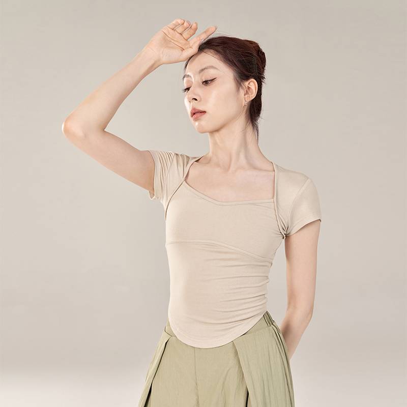 Alice modern dance clothing summer slimming short back short -sleeved practice uniform training clothes