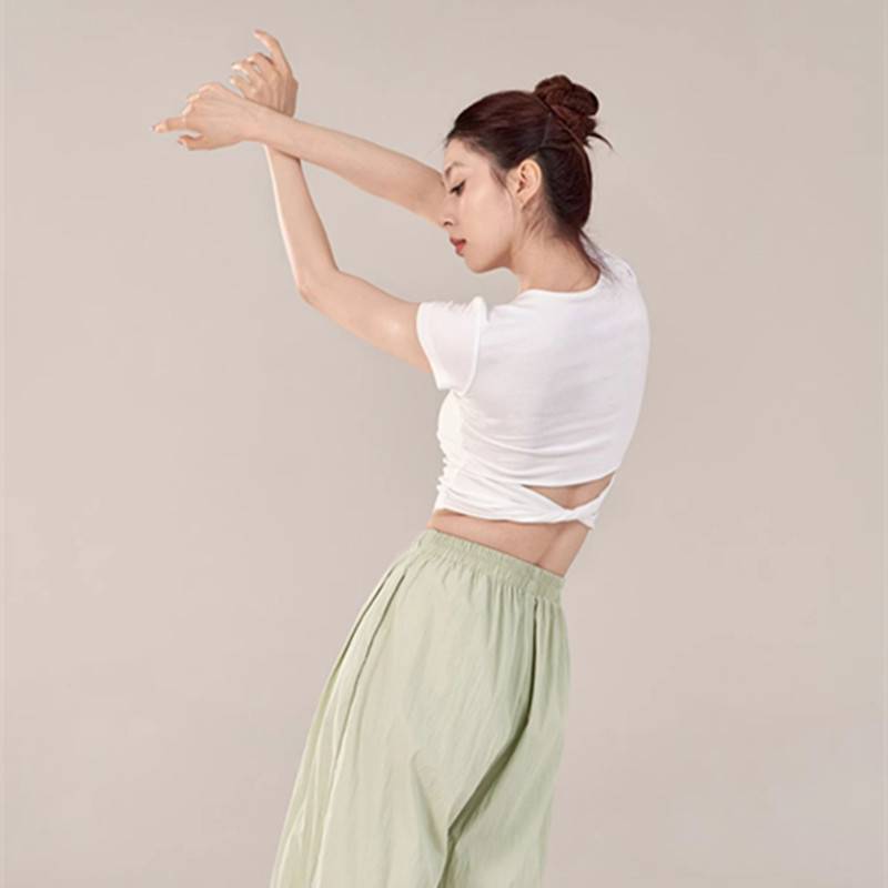 Alice modern dance clothing summer slimming short back short -sleeved practice uniform training clothes