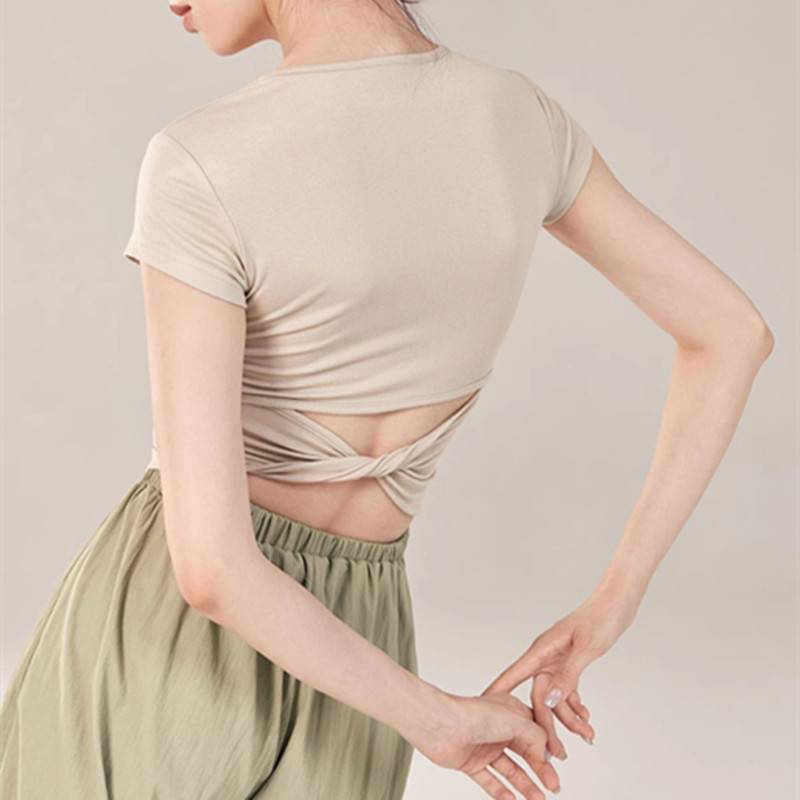 Alice modern dance clothing summer slimming short back short -sleeved practice uniform training clothes