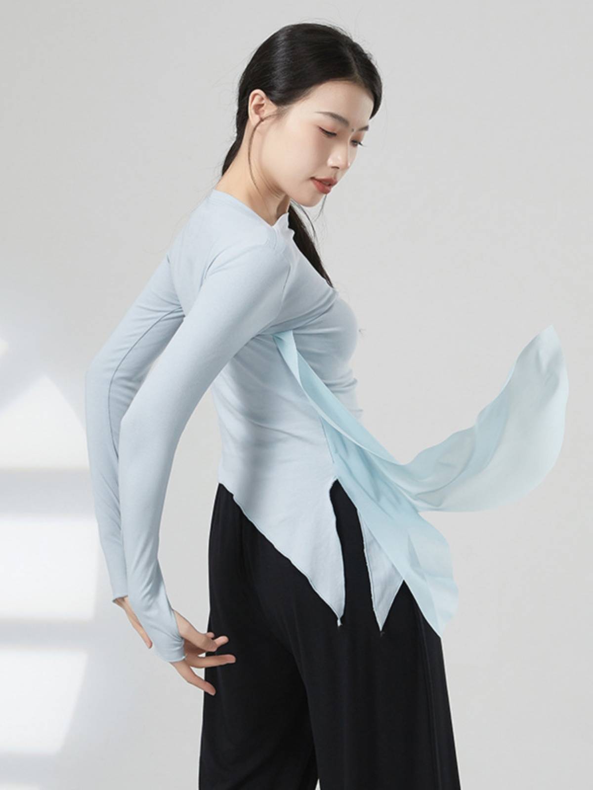 Modern dance training service women's net yarn stitching irregular jacket Dance Birthday Teachers wear shape training uniforms