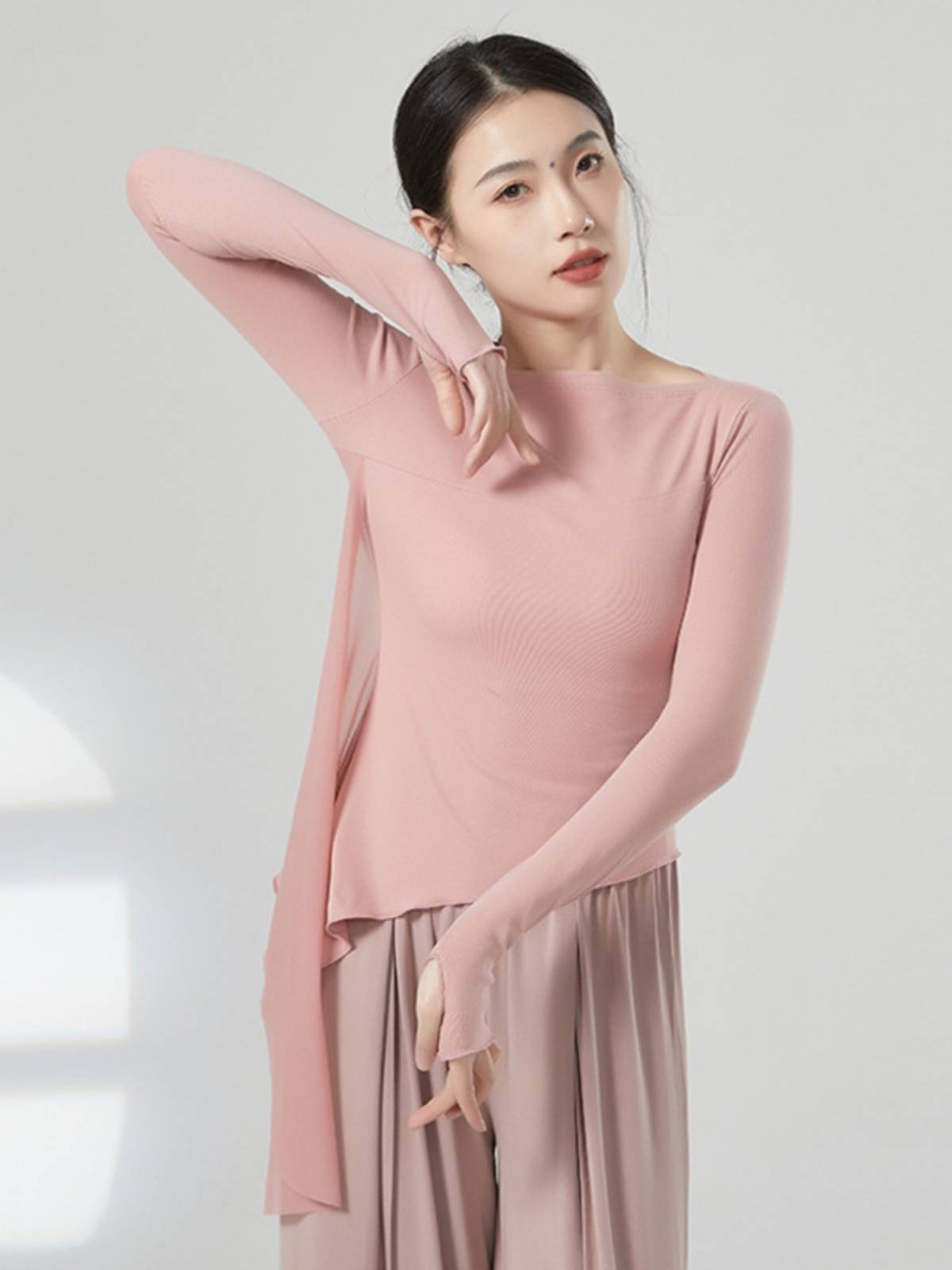 Modern dance training service women's net yarn stitching irregular jacket Dance Birthday Teachers wear shape training uniforms