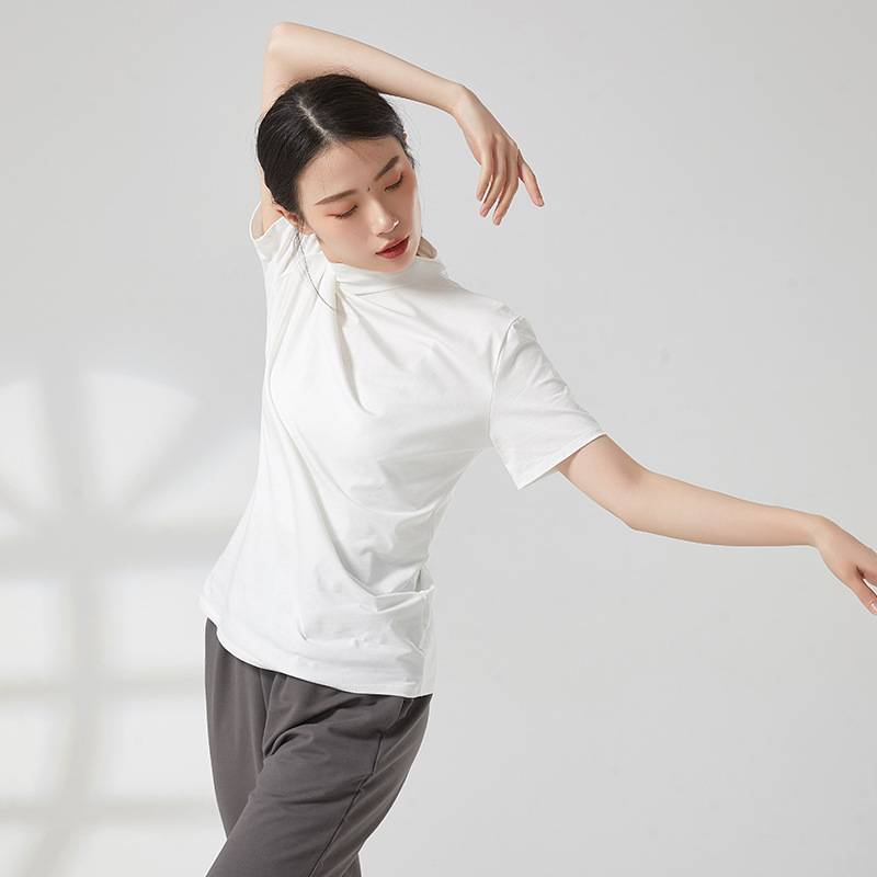Modern dance practice service men's black small high -lead T -shirt base training ballet classic short -sleeved men and women same models