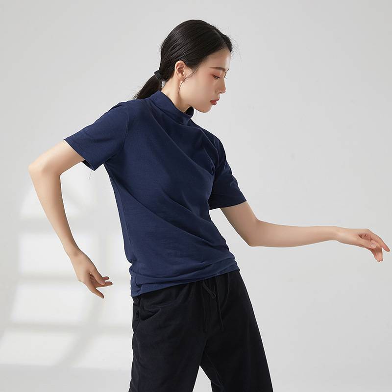 Modern dance practice service men's black small high -lead T -shirt base training ballet classic short -sleeved men and women same models