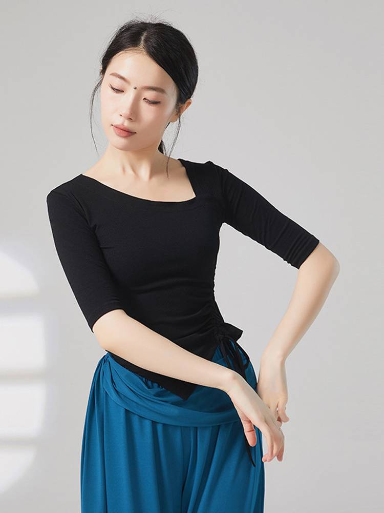 Summer side drawing rope obliquely leads modern dance biopsy, training exercises, new sleeve slimming, admitted to the top girl