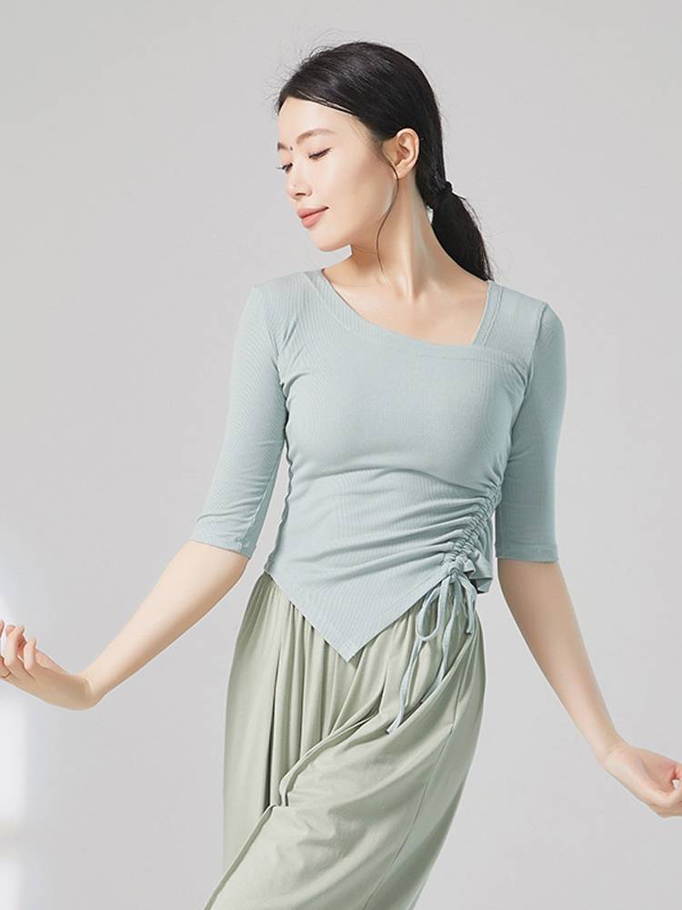 Summer side drawing rope obliquely leads modern dance biopsy, training exercises, new sleeve slimming, admitted to the top girl