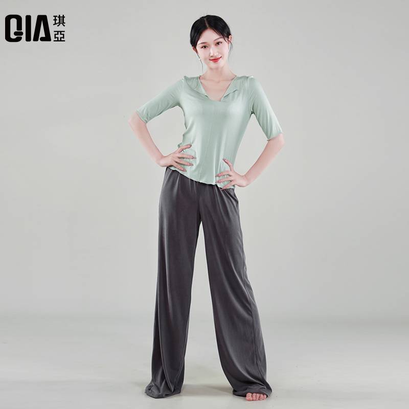 Kia Modern Dance Practice Female Dance Birthday often wear summer short -sleeved adult body training clothing top