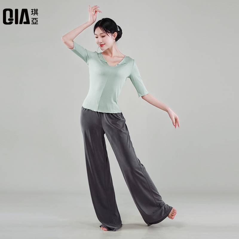 Kia Modern Dance Practice Female Dance Birthday often wear summer short -sleeved adult body training clothing top