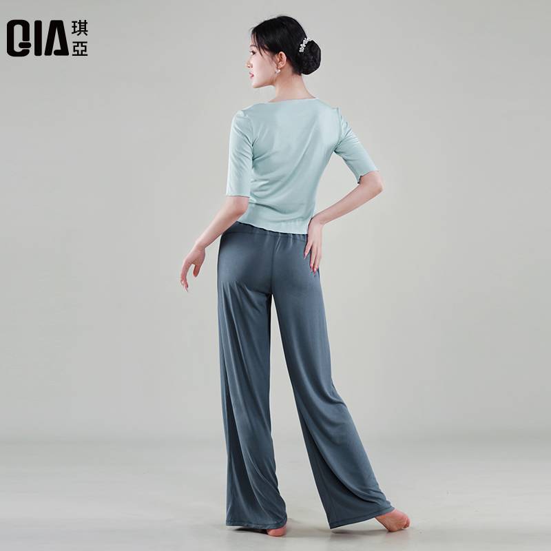 Kia Modern Dance Practice Female Dance Birthday often wear summer short -sleeved adult body training clothing top