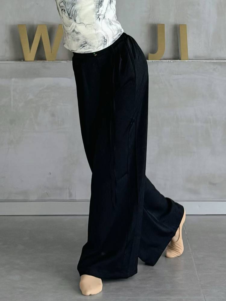 Classical dance high -waist pants, black wide -leg pants, modern dance exercise pants straight pants loose dance pants summer