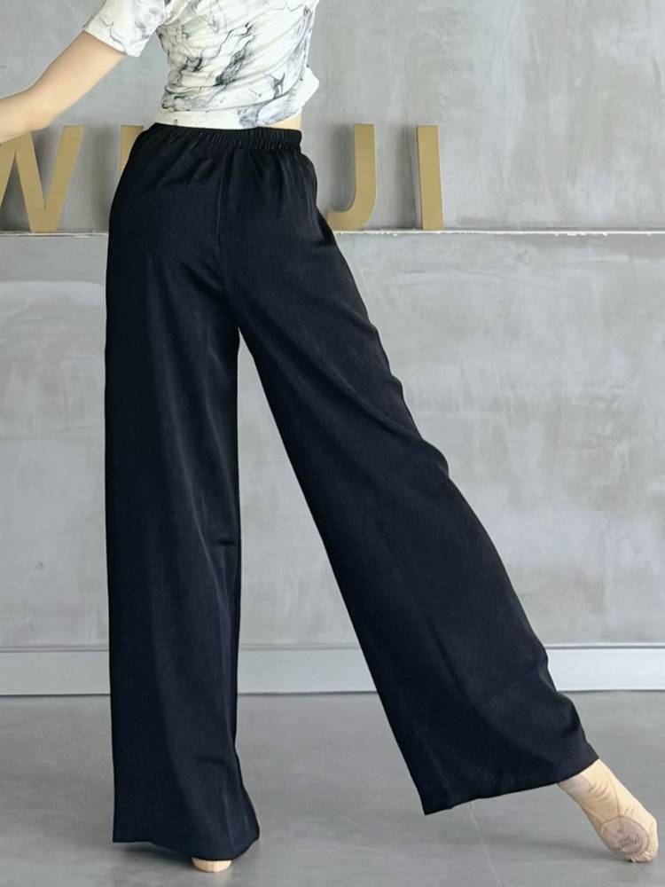 Classical dance high -waist pants, black wide -leg pants, modern dance exercise pants straight pants loose dance pants summer