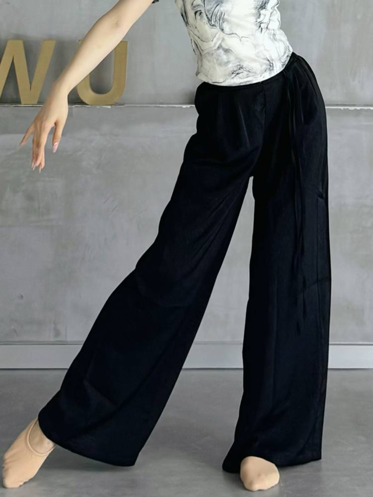 Classical dance high -waist pants, black wide -leg pants, modern dance exercise pants straight pants loose dance pants summer
