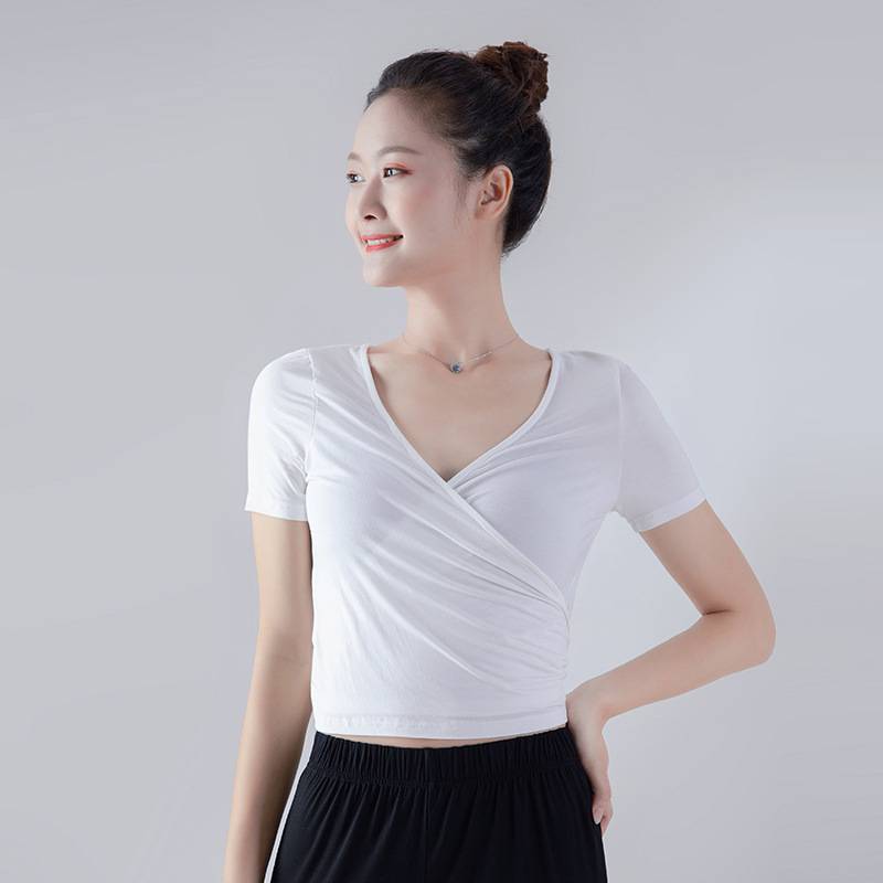 Modern dance clothing adult high -waist short Modal strap -style top female long -sleeved Chadling practice dance clothing