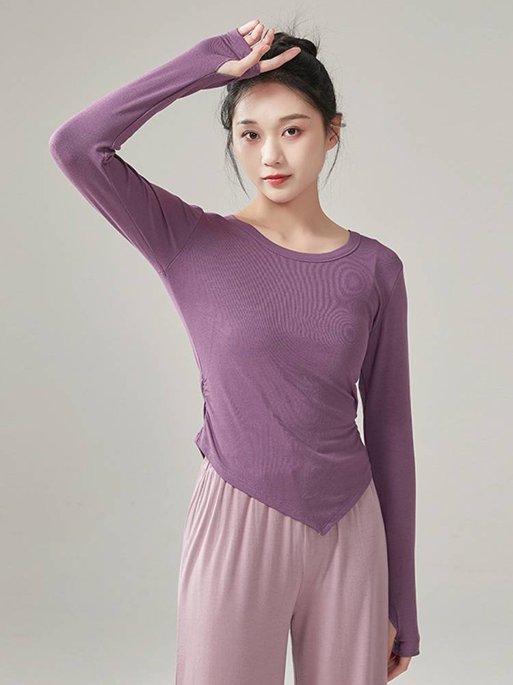Drunk dancers short sleeves mean modern dance body training costumes with a thin slant circle collar