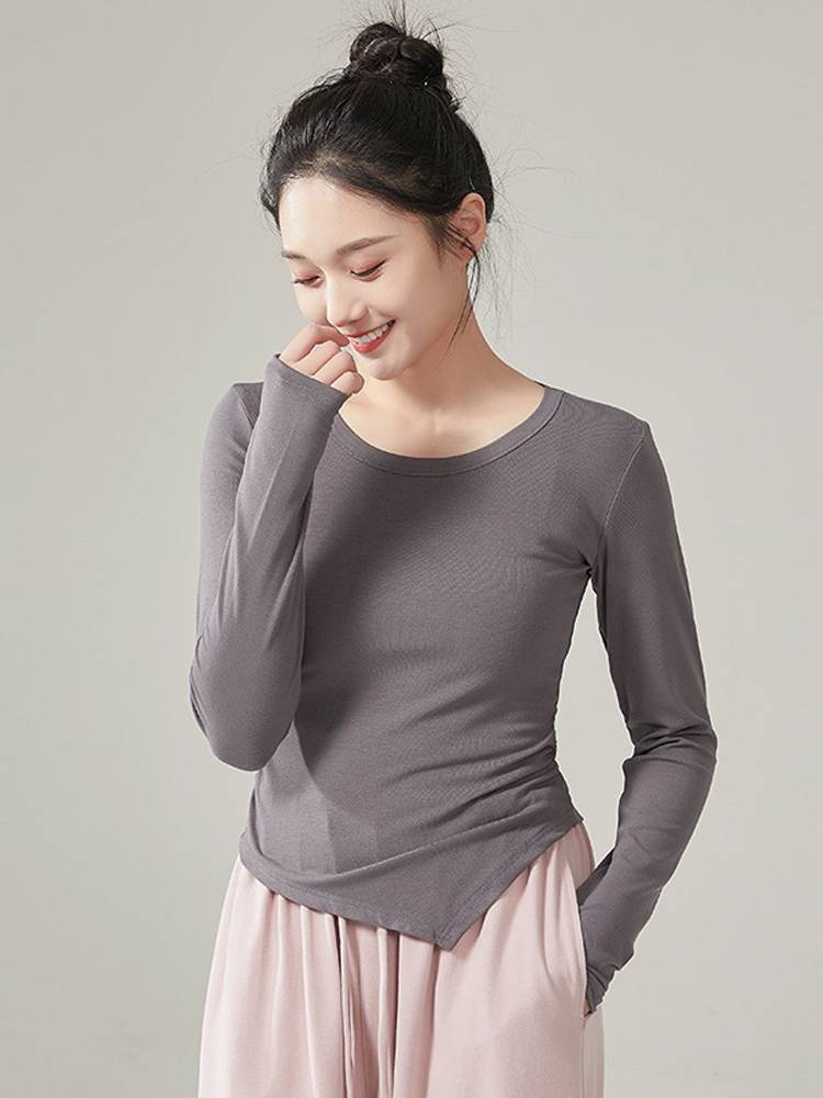 Drunk dancers short sleeves mean modern dance body training costumes with a thin slant circle collar