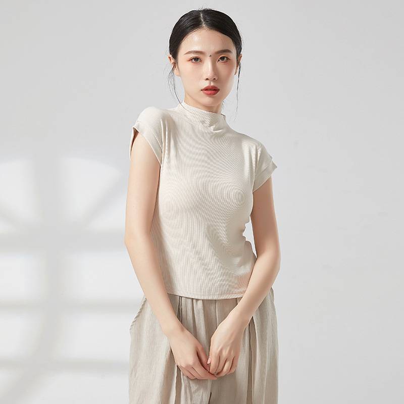 Modern dance exercise uniform high -necked short -sleeved female top dance service classical dance repair body training suit
