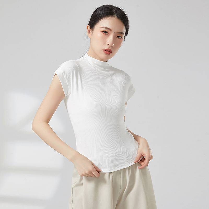Modern dance exercise uniform high -necked short -sleeved female top dance service classical dance repair body training suit
