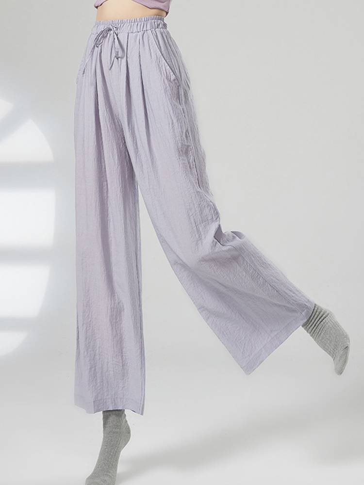 Loose and elegant national classical modern dance body training high -leg pants lace pocket art test performance clothing