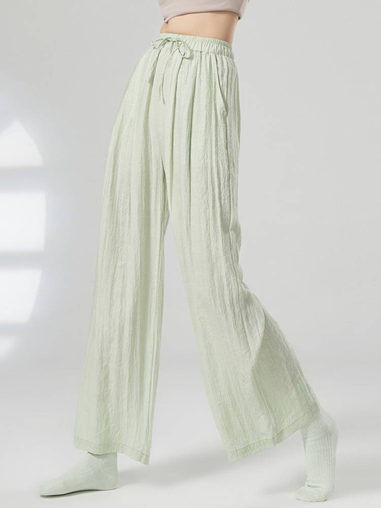 Loose and elegant national classical modern dance body training high -leg pants lace pocket art test performance clothing