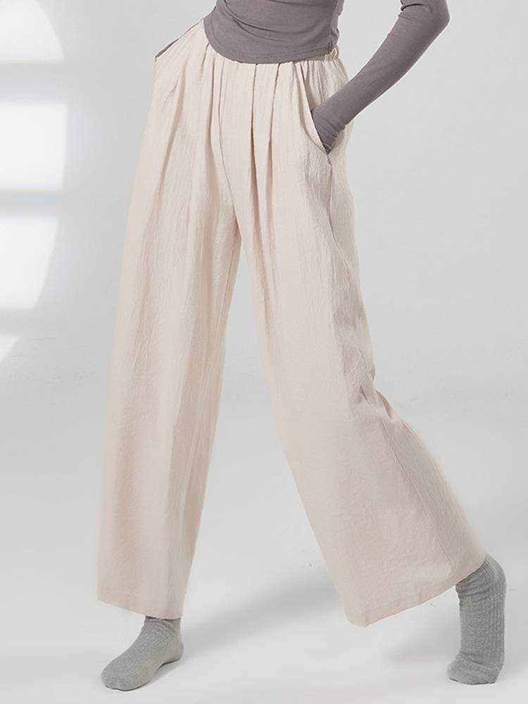 Loose and elegant national classical modern dance body training high -leg pants lace pocket art test performance clothing