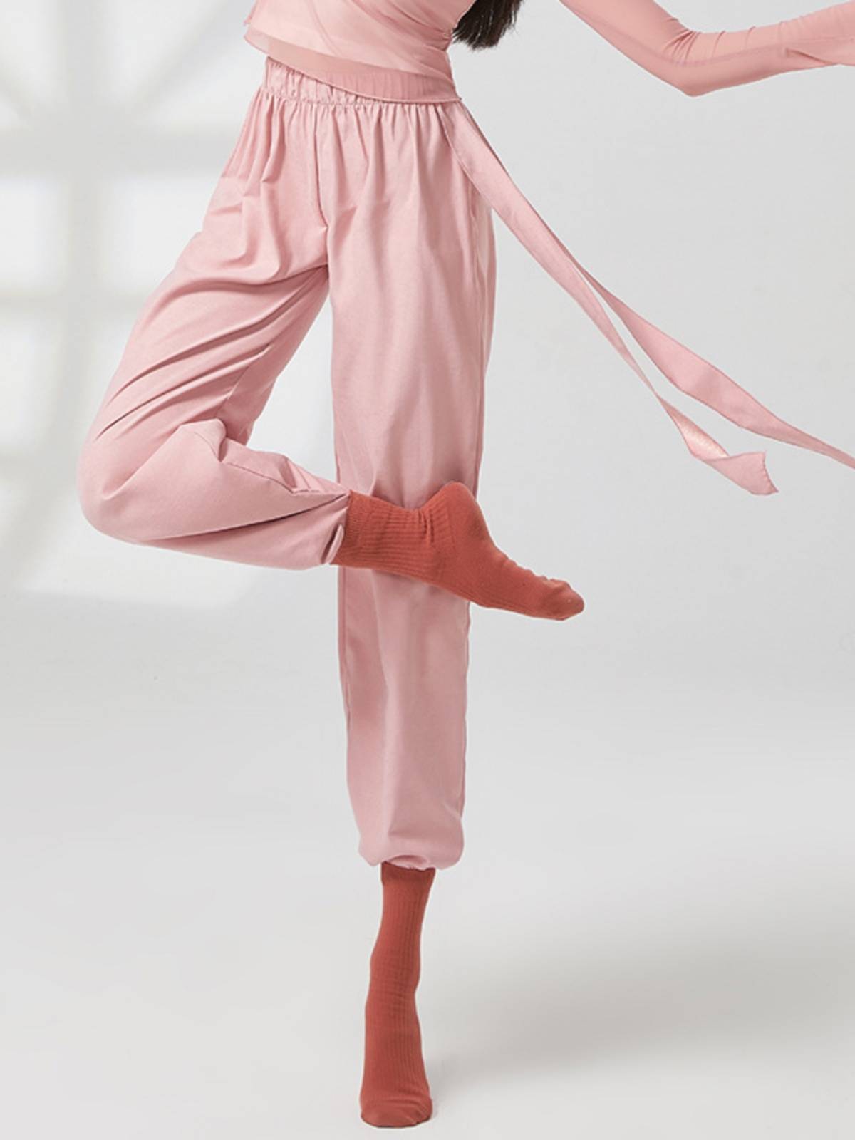 Modern dance exercise pants dance pants shape clothing female loose classical dance straight pants spring and summer ribbon dance pants