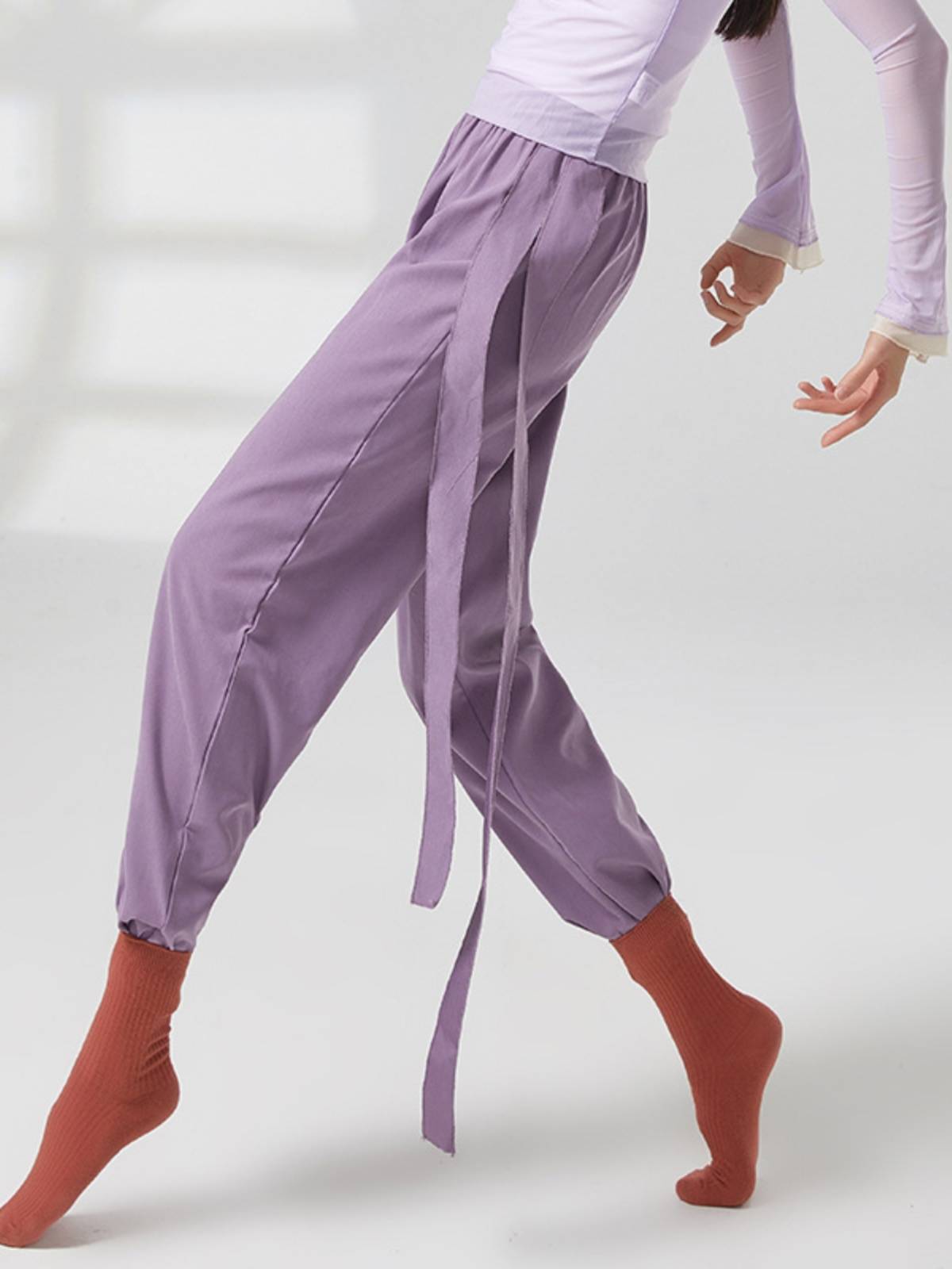 Modern dance exercise pants dance pants shape clothing female loose classical dance straight pants spring and summer ribbon dance pants