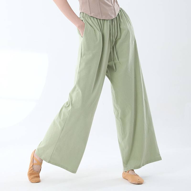 Chinese classical dance practice service men's and women's same pure cotton loose wide -leg pants modern dance dance art test pants new