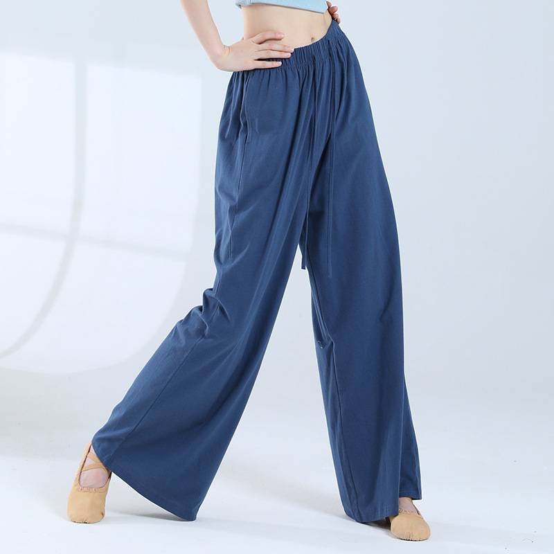 Chinese classical dance practice service men's and women's same pure cotton loose wide -leg pants modern dance dance art test pants new