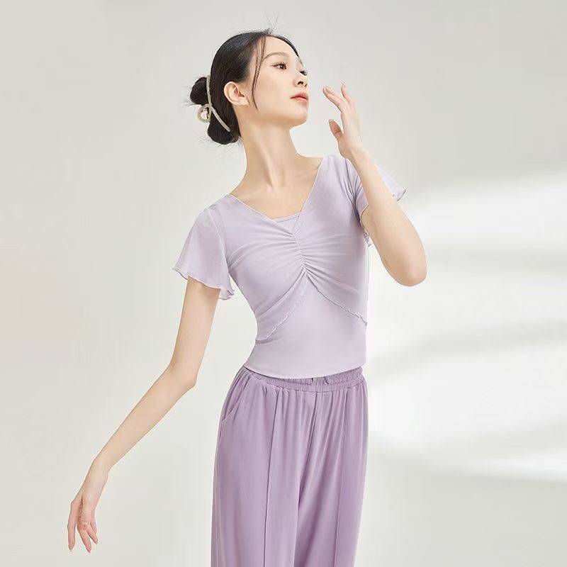 Adult modern dance clothing practice service female Chinese dance classical dance body rhyme clothing teacher short sleeve top