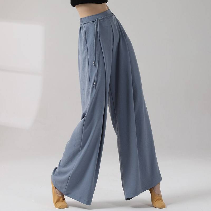 Modern dance pants straight, wide -leg texture, mountain breeze pants classical dance clothing practice pants high waist thin pants