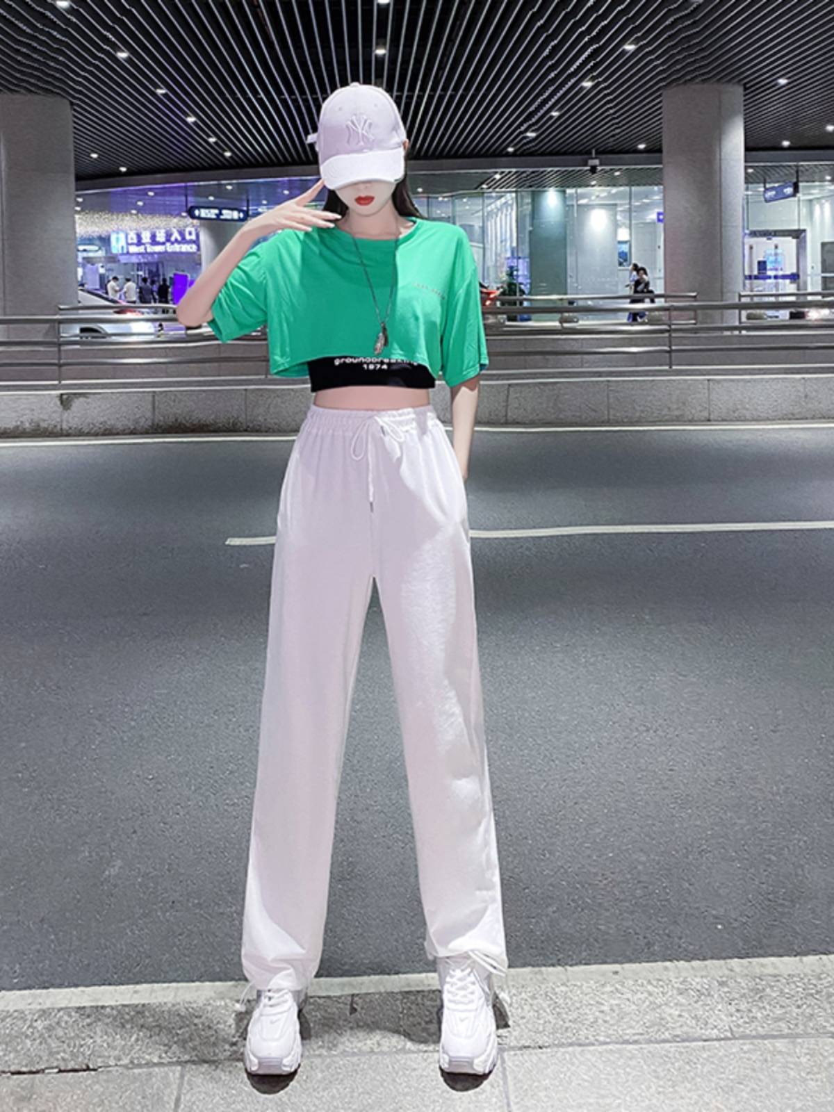 Jazz dance clothing female three -piece set of summer loose short -sleeved student hip -hop hip -hop adult modern dance performance