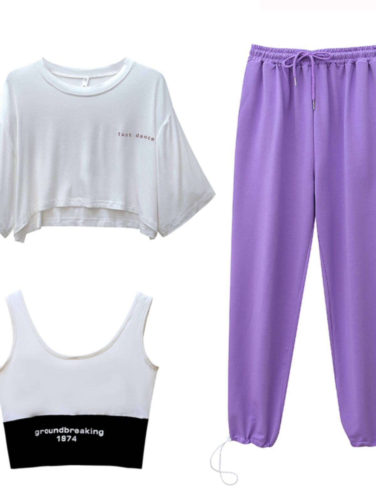 Jazz dance clothing female three -piece set of summer loose short -sleeved student hip -hop hip -hop adult modern dance performance