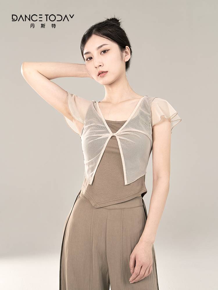 dancetoday adult classical short -sleeved dance exercise uniforms summer top Chinese elegant modern dance -shaped dress