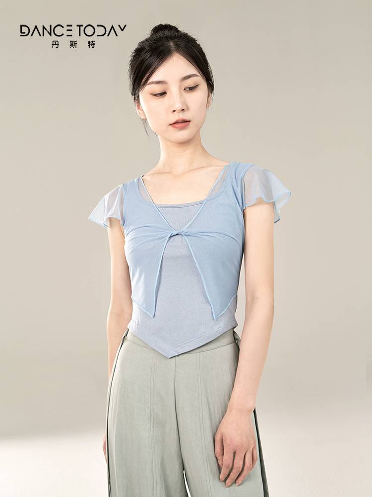 dancetoday adult classical short -sleeved dance exercise uniforms summer top Chinese elegant modern dance -shaped dress