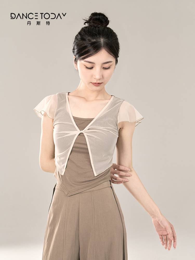 dancetoday adult classical short -sleeved dance exercise uniforms summer top Chinese elegant modern dance -shaped dress