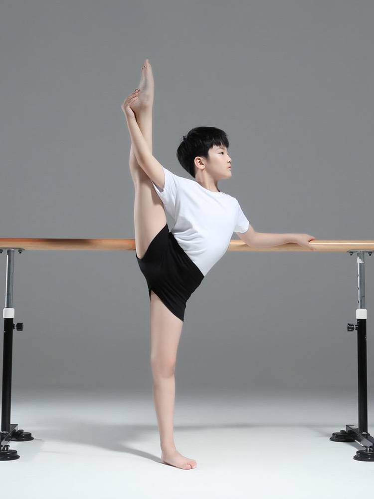Boys dance service boy summer short -sleeved Chinese dance exercise set black shape Latin dance training top cotton