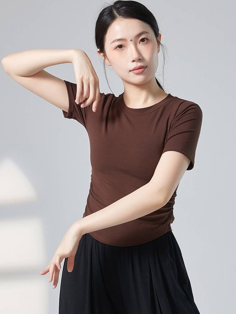 Classical Dance Practice Female Adult Slim Slim Dance Circular Short -sleeved Top Chinese Modern Dance Training Services Summer